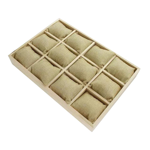 Crofta Watch Tray Jewelry Organizer 12 Grid 35x25x4.5cm Storage Box for Trade Shows Style C