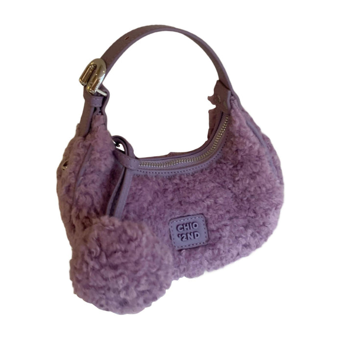 Crofta Plush Tote Bag for Women Crescent Bag Small Clutch Trendy Mini Crossbody Bag Purple