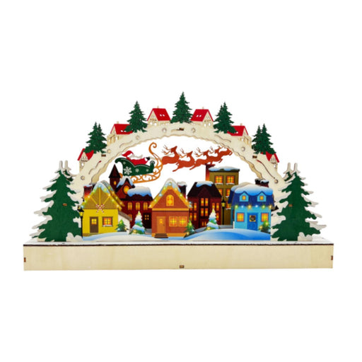 Crofta Wooden Christmas Decoration Creative Battery Operated LED Holiday Decoration