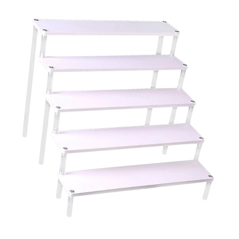 Crofta Wooden Display Riser Stand Counter Shelf for Dolls Collection Makeup Perfume 5 Layers 30CM