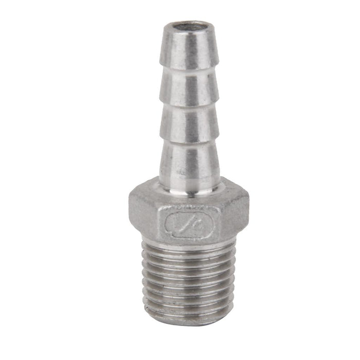 Crofta 1/4"x8mm Stainless Steel Male Thread Pipe Fitting Barb Hose Tail Connector