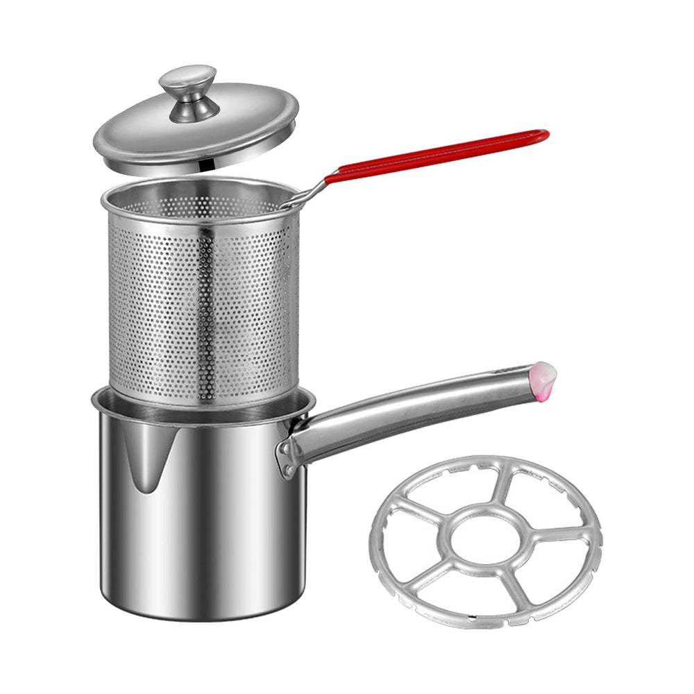 Stainless Steel Deep Fryer Pot Small Deep Fryer Pot for Picnic Frying Baking Burner Rack 1.2L