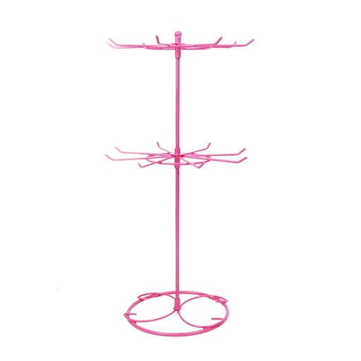 Crofta Jewelry Display Rack Rotating Earring Display Holder Stand for Rings Necklace 31CM pink