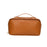 Portable PU Leather Cosmetic Bag Large for Home Short Trip Bathroom Brown