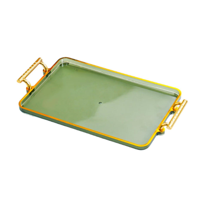 Serving Tray with Handles Rectangular Cosmetic Storage for Desk Office Hotel green