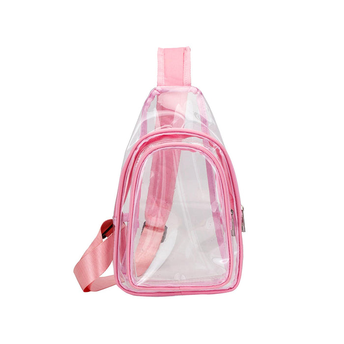 Crofta Clear Bag Waterproof PVC Crossbody Shoulder Backpack for Party Hiking Biking Pink