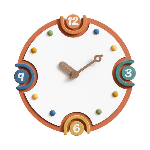 Wall Clock Minimalist No Ticking Quiet Round Decorative Wall Clocks Ornament Orange