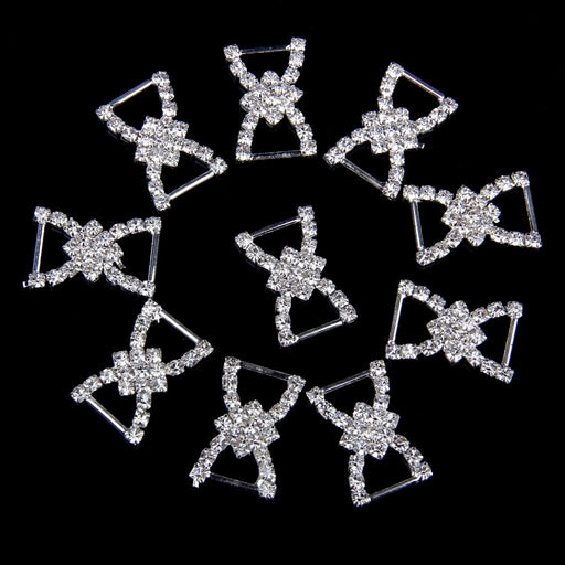 10 Pcs Crystal Diamante Rhinestone Buckle Invitation Ribbon Slider G