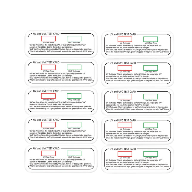 Crofta 10 Pieces UVC Light Test Card PVC Easy to Use 3 in1 UV Dosage Indicator Card