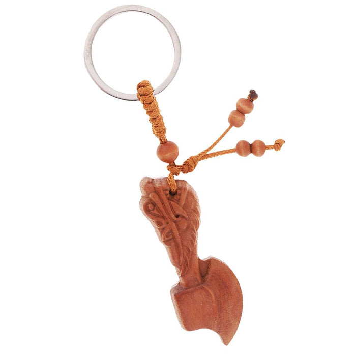 Crofta Wooden Carving Car/Bag/Purse Key Ring Lucky Pendant Key Chain 4