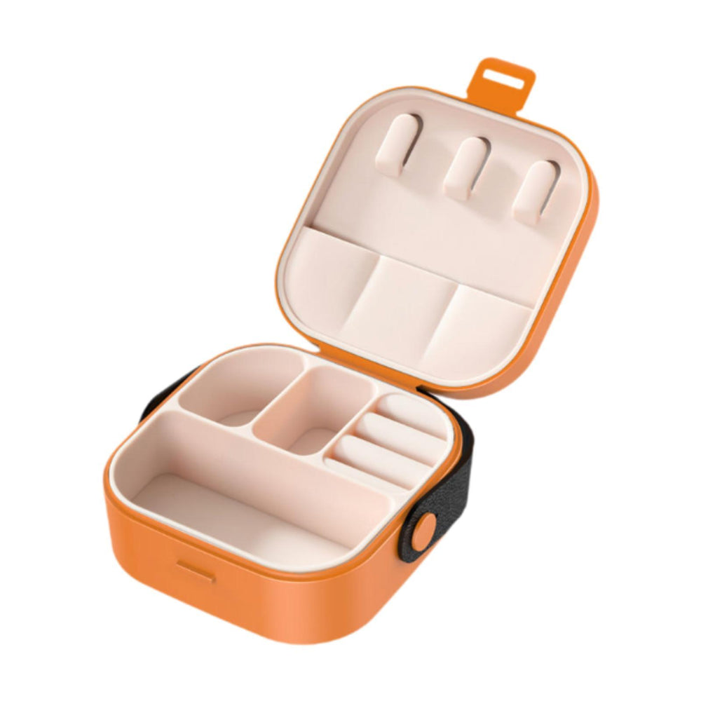 Jewelry Box Women Compact Trendy Jewellery Case for Bracelets Rings Holidays Orange