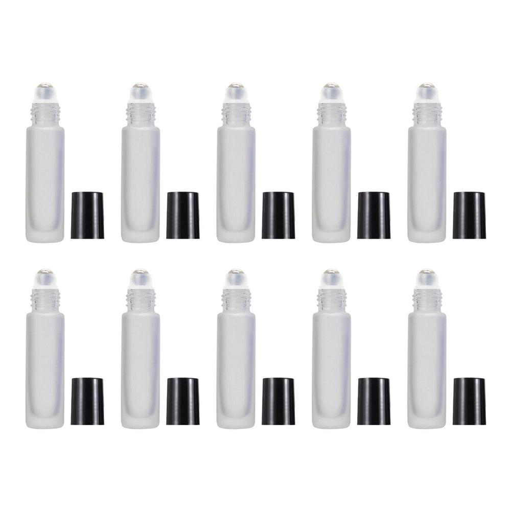 10Pcs Roll On Bottle 10ml Thin Roller Small Vial Aromatherapy  Clear Matte