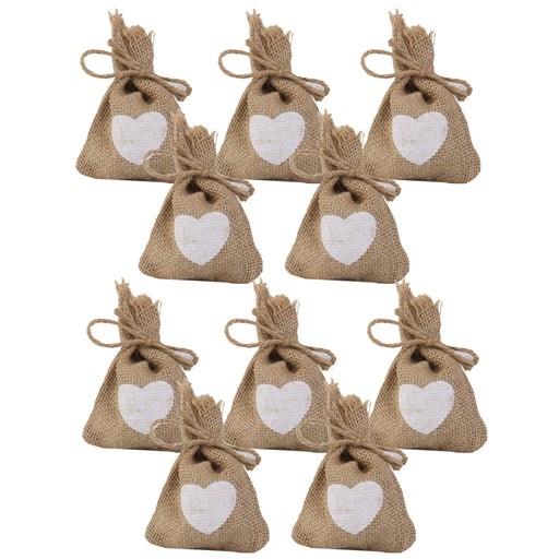 Crofta 10pcs Linen Bag Sack Drawstring Jewelry Bags Candy Beads Gift Party Pouch