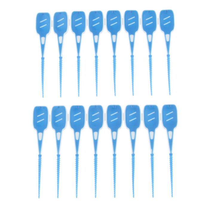 16 Pieces Silicone Interdental Brush, Toothpick Tooth Flossing Oral Hygiene Brush, Tooth Cleaning Tool, for Women Men Blue