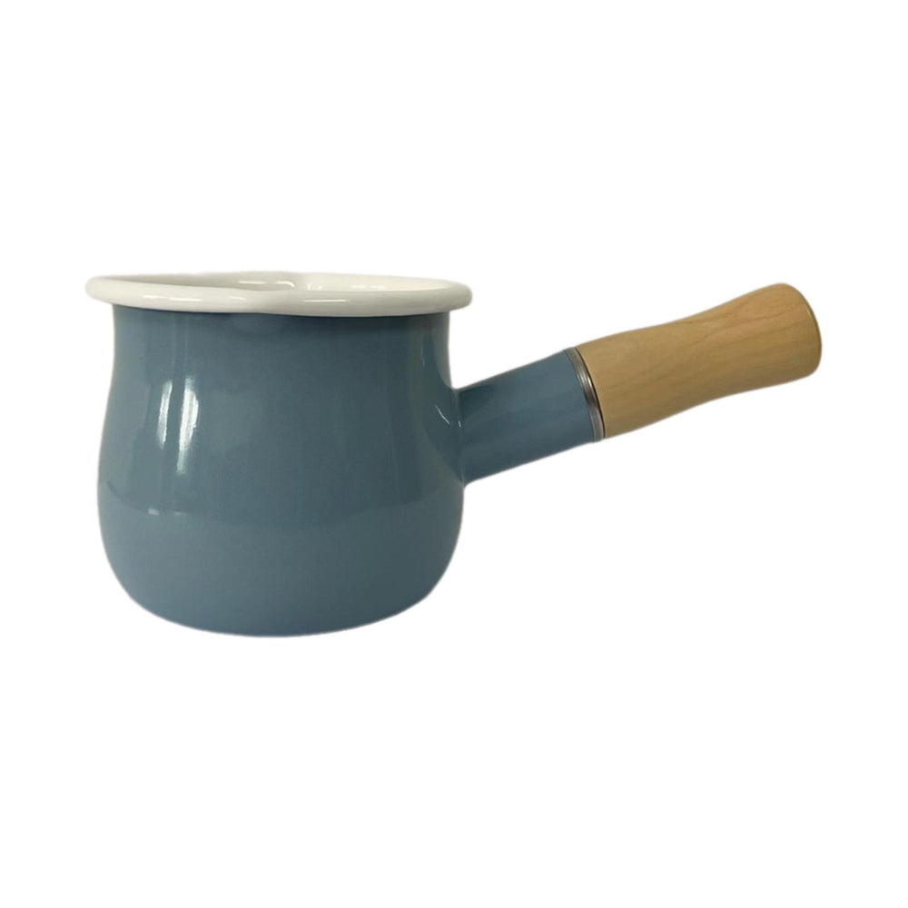 17oz Mini Sauce Pan with Wooden Handle for Heating Milk Melting Butter Coffee Light Blue