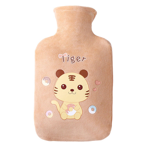 Crofta Plush Hot Water Bottle Thickened Leakproof PVC for Waist Travel Shoulders Brown 1000ml