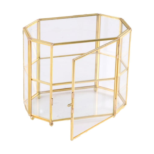 Crofta Jewelry Display Case Glass Cosmetic Organizer with 2 Tiers for Wedding Decor