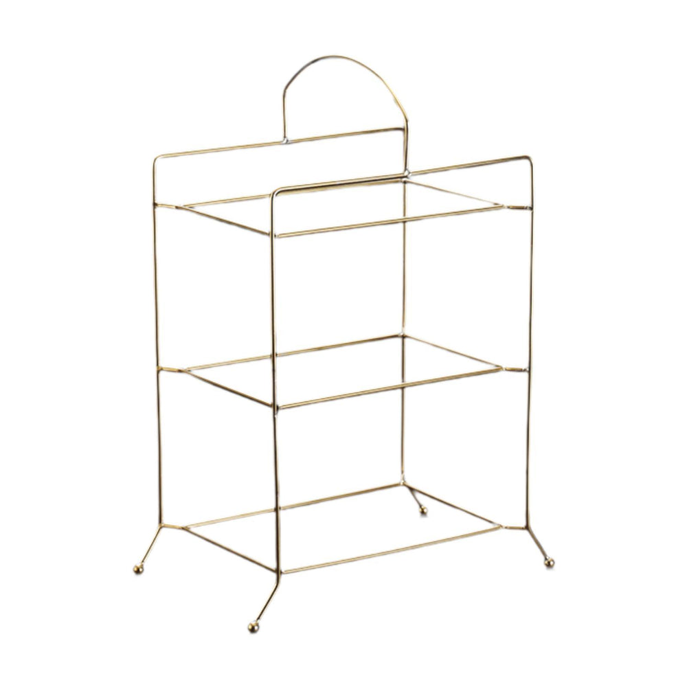 Crofta Kitchen Storage Shelf Freestanding Stainless Steel Kitchen Counter Rack Gold 3 Tier 27.5x17x32cm