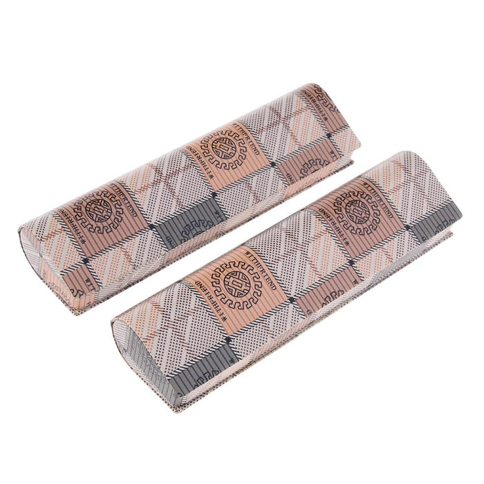 Crofta 2 Pieces Eyeglass Box Glasses Case Protector Storage Container Brown Grid