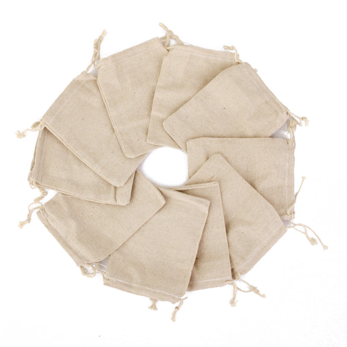 Crofta 10x Small Linen Jute Sack Jewelry Pouch Drawstring Gift Bags Wedding Favour