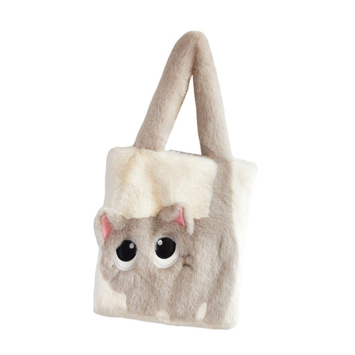 Crofta Tote Bag for Women Shoulder Bag Winter Fluffy Fashion Portable Plush Handbag Beige Apricot