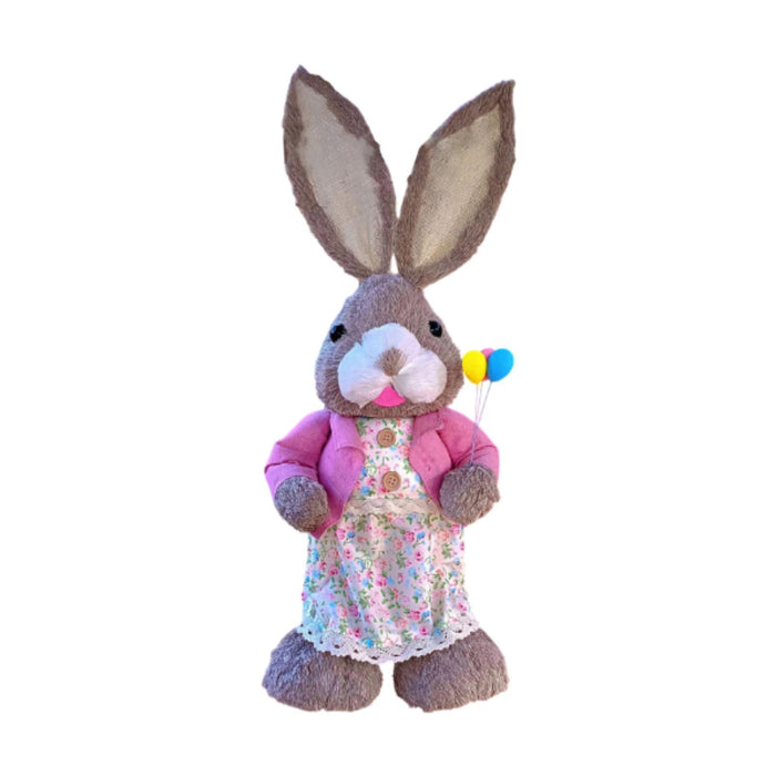 Crofta Woven Rabbit Toy Easter Rabbit Statue Office Photo Prop Straw Bunny Figurine Style B