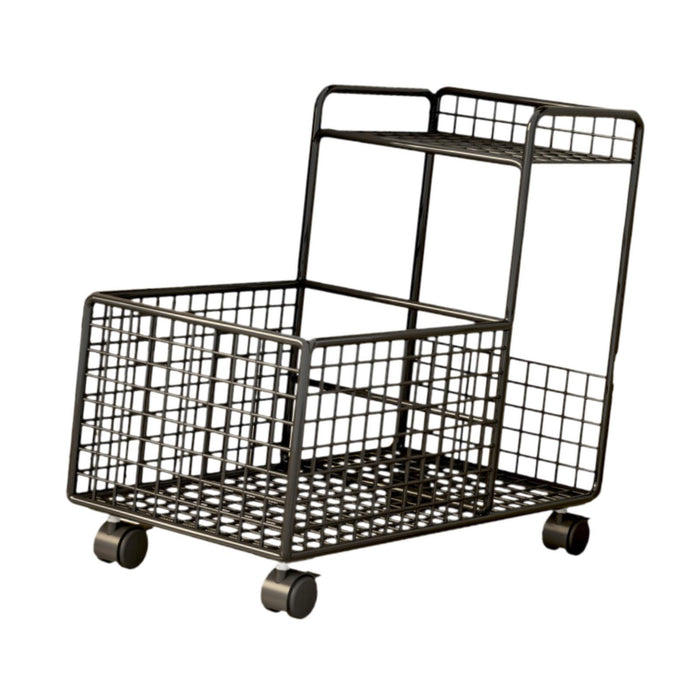 Under Desk Utility Cart Mobile Rolling Cart for Dressing Room Farmhouse Home Black Double Layer