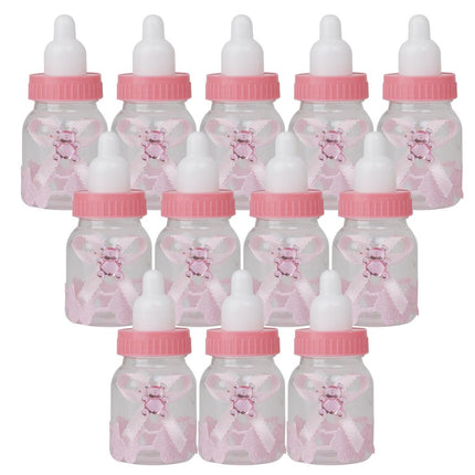 Crofta 12pcs Small Plastic Bottles for Baby Shower Party Favours Kids Gift Bag Fillers Candy Filling Bottles Pink