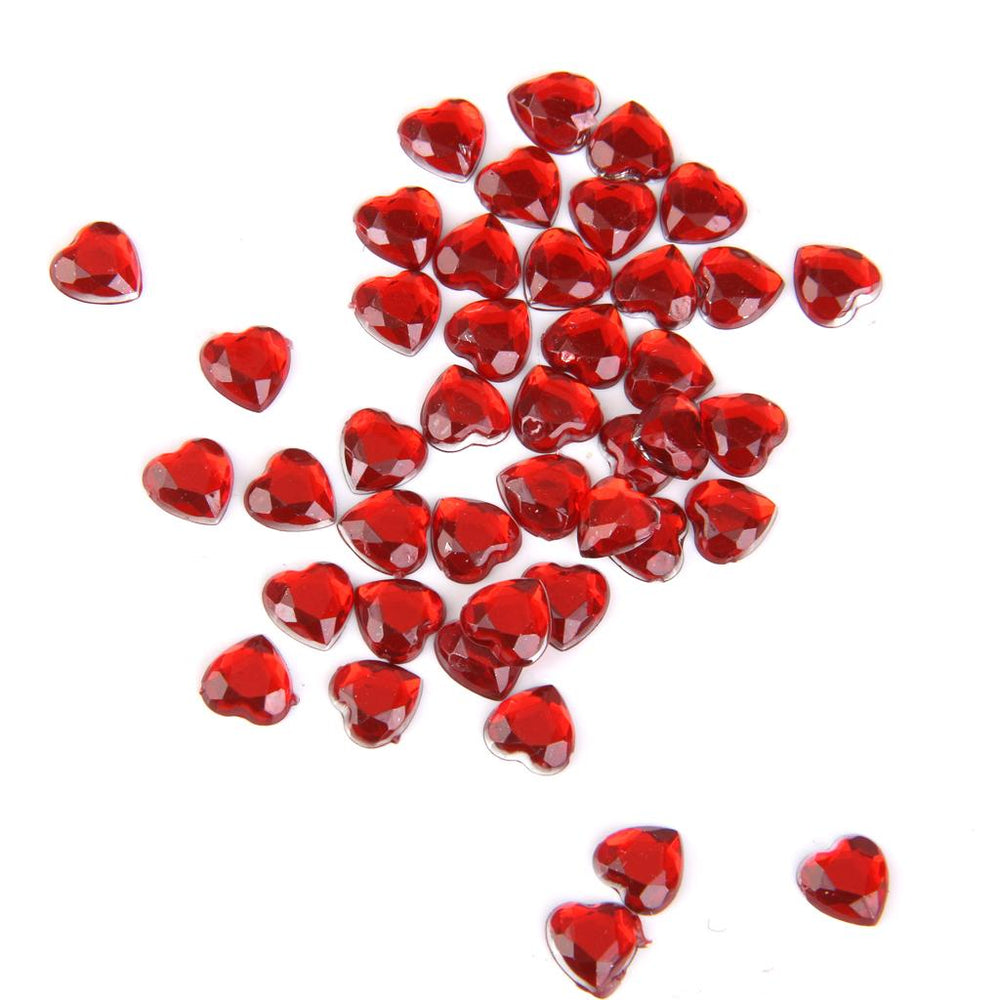 Crofta 400 Pieces 8mm Heart Rhinestone Flatback Embellishment for Wedding Decoration Red