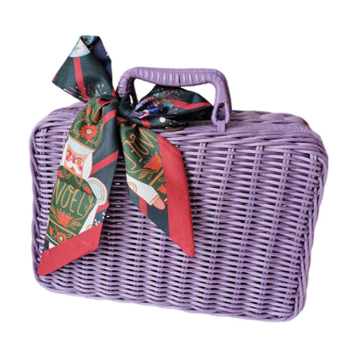 Hand Woven Rattan Basket Food Storage Basket for Kitchen Bathroom Restaurant purple