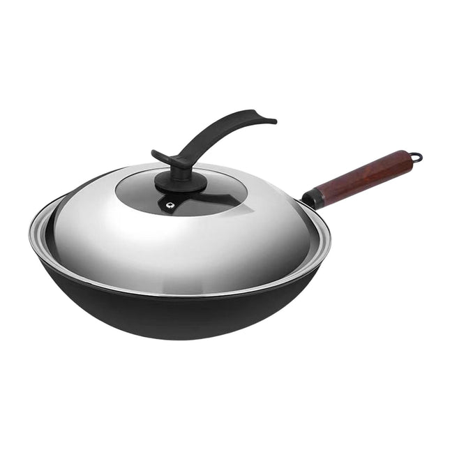 Crofta Frying Pan Long Handle Nonstick Non Coating Cooking Wok for Pancakes Meat 32cm round