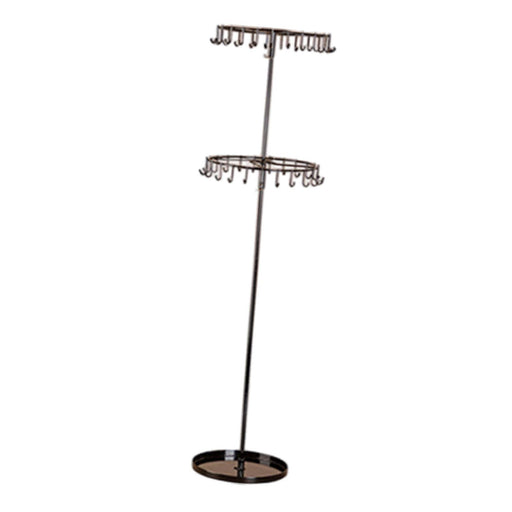 Crofta Rotatable Jewelry Display Stand 2 Tiers Necklace Rack for Home Shopping Mall Black