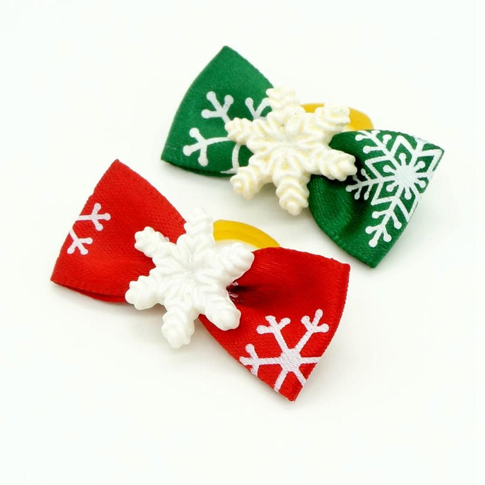 Crofta Christmas Snowflake Pet Hair Rubber Band Rope Hair Ribbon Bow Dog Charm