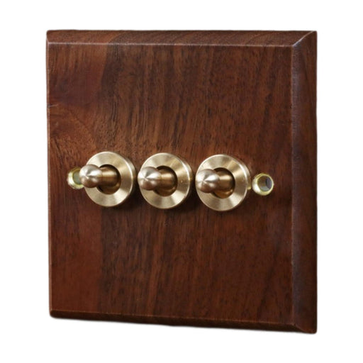 Crofta Wooden Lighting Switch Plate Premium Outlet Panel for Hotel Kitchen Room Three Levers