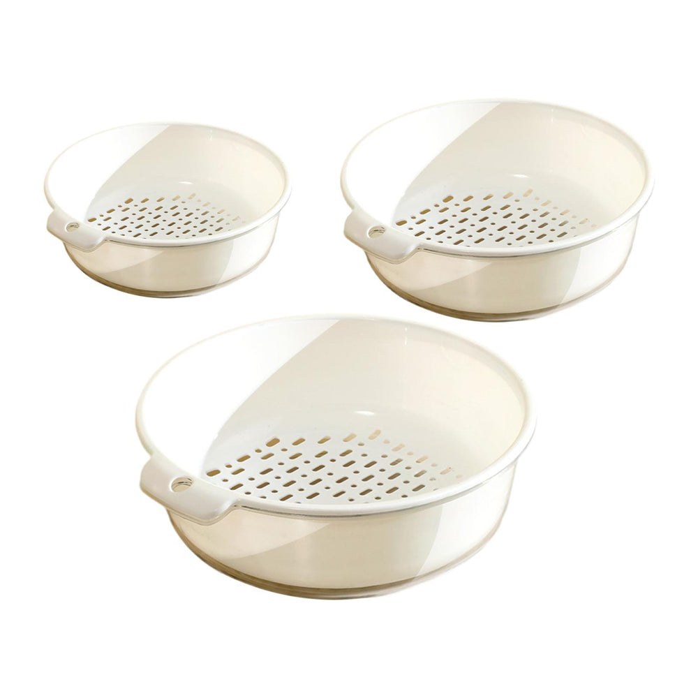 3 Pieces Vegetable Washing Basket Practical for Household Counter Restaurant White