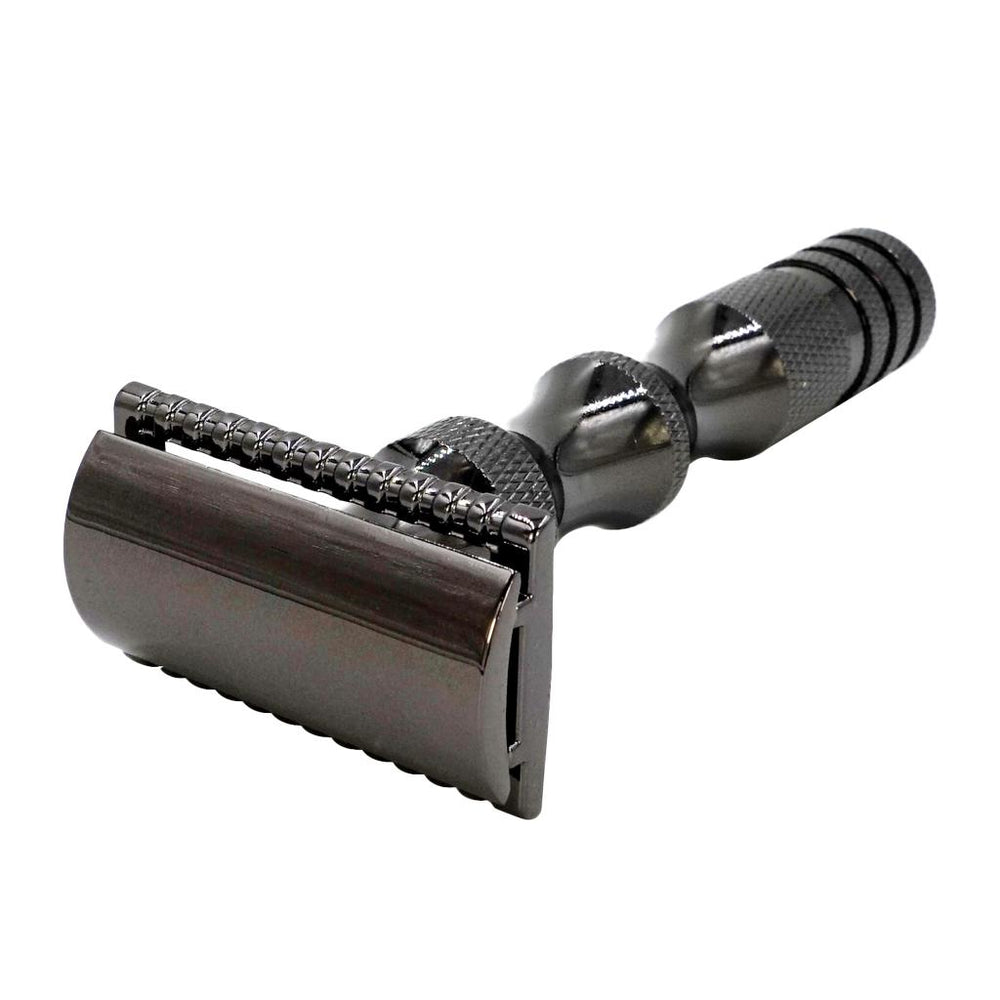 Crofta Zin Alloy Men Double Edge Safety Shaving Razor Beard Grooming Tool Black