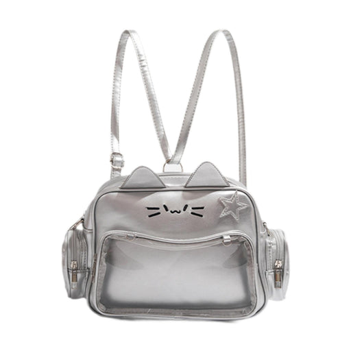 Cat Ita Bag Portable Pin Display Backpack for Halloween Girls Party Supplies Silver