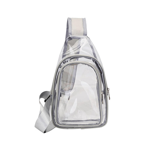 Crofta Clear Bag Waterproof PVC Crossbody Shoulder Backpack for Party Hiking Biking Light Gray