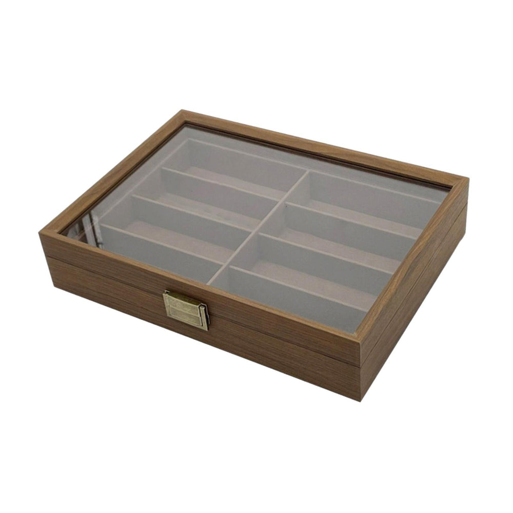 Crofta Wooden Sunglasses Organizer Box 8 Grids Sturdy for Gift Decorations Domestic