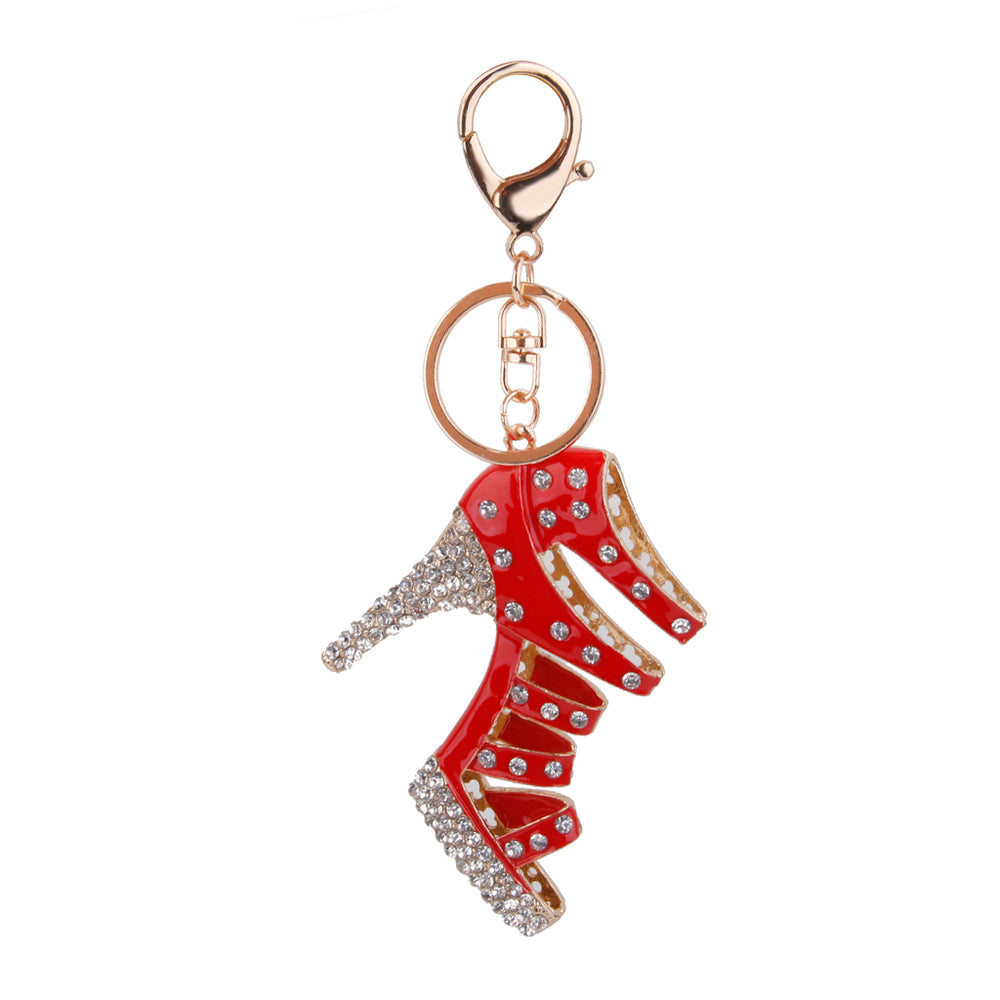 1pc Alloy Rhinestone High Heel Shape Pendant Keyring Keychain