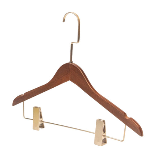 Crofta Wood Clothes Hanger Entrance Wardrobe Store Heavy Duty Dress Coat with Clips Style D