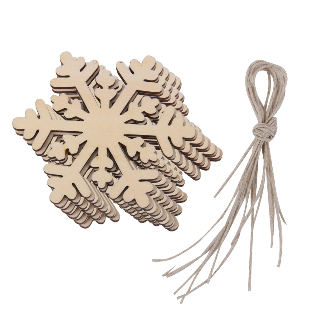 10pcs  Snowflake Wood Embellishment Christmas Home Festival Decoration