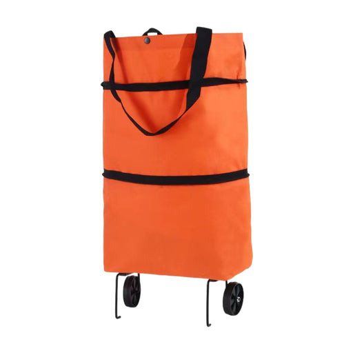 Crofta Rolling Shopping Bag Hand Truck Shopping Cart for Home Traveling Supermarket Orange