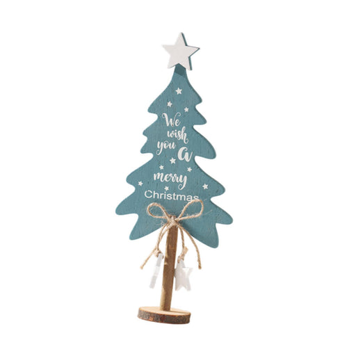 Crofta Wooden Xmas Tree Decoration Crafts Wood Ornament for Bookshelf Office Indoor