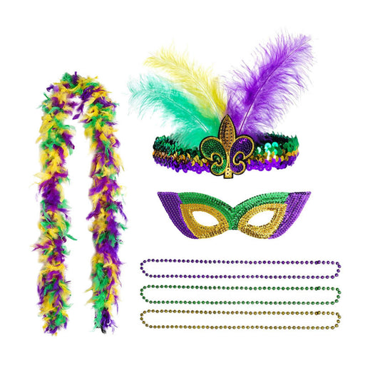 Mardi Gras Half Mask Decor Feather Boa for Stage Performance Events Festival