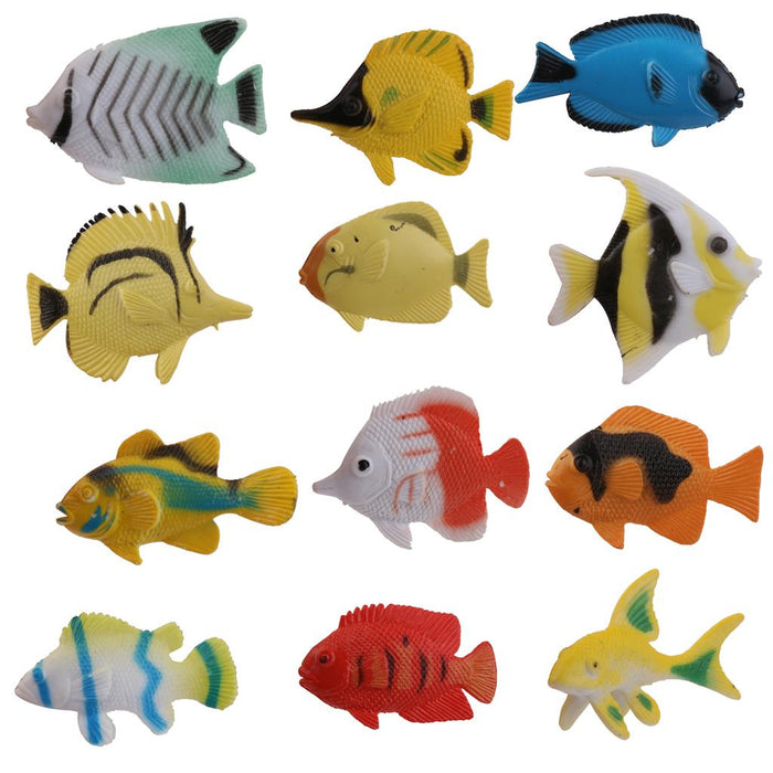 Crofta Plastic Artificial Angel Fish Animals Toy Model 12pcs Colorful