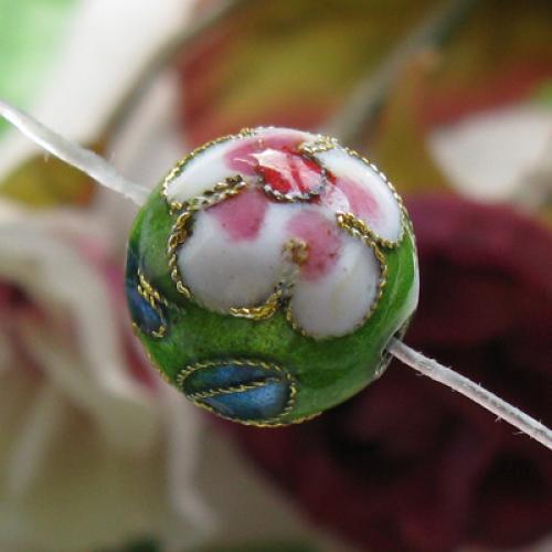 Crofta 12mm Beautiful Cloisonne Round Bead---- Bright green