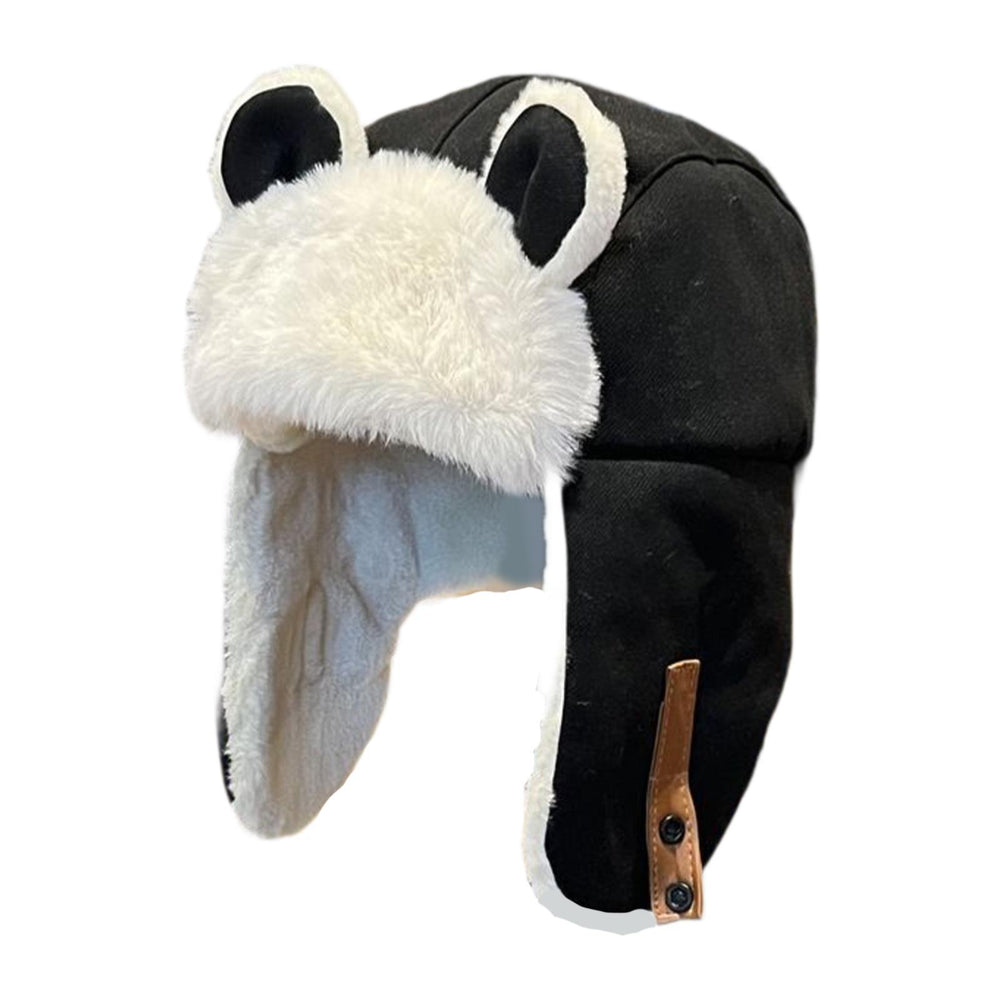 Women Trapper Hat Fashion Lightweight Plush Hat for Outdoor Biking Festivals Black