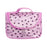 Crofta Pink Zipper Cosmetic Bag Toiletry Bag Make-up Bag Hand Case Bag with Hearts Patterns