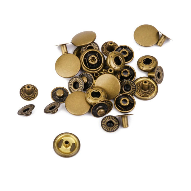 Crofta 10 Sets Copper Snaps Fasteners Bronze Tone